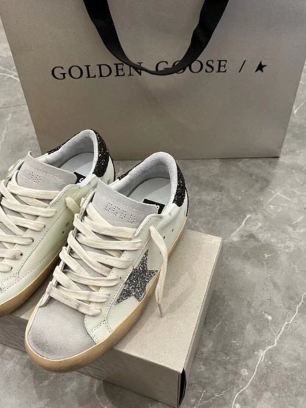 Golden Goose White Sneakers with Glittery Star - Picture 6 of 6